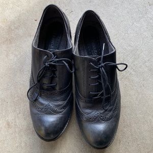 Black Oxford Heel Loafers Size 7.5